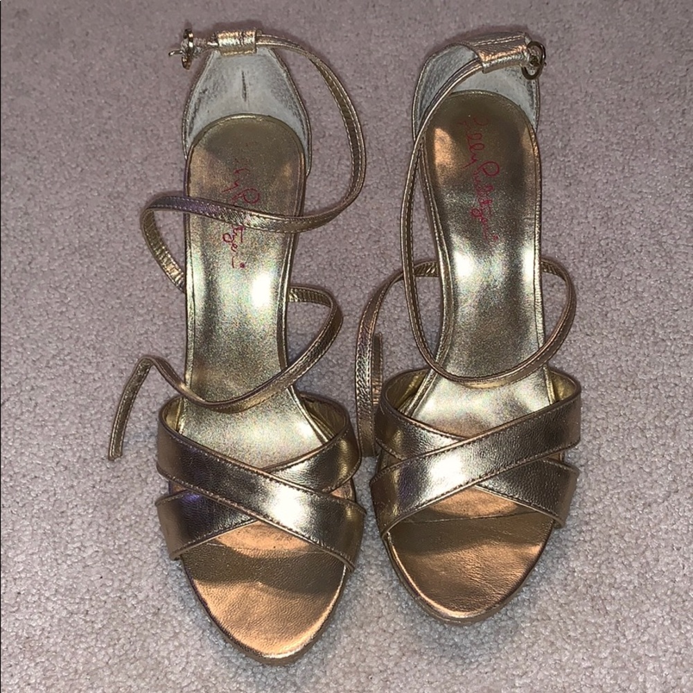 Lilly Pulitzer gold heels